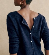 Sezane Mohair Baby Alpaca  Gaspard CARDIGAN Sweater M Navy Fuzzy Italy **read**