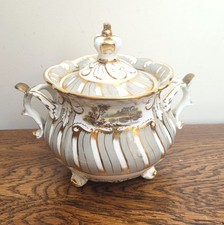 Rockingham Crown Top Sucrier Sugar box Plate 1235 Landscape Feathered