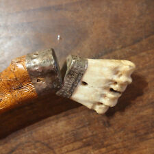 art populaire belle  Canne en bois sculpté avec un pommeau en os bovin