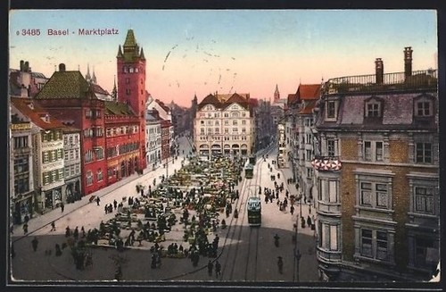 Carte postale bâle place du - postale, bâle,