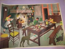 FRANCE HELENE POIRIE FRENCH SCHOOL POSTER N.6 IMAGES DE LA VIE BOURRELIER 1950's