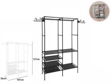 Armoire Garde-Robe Portemanteau 6 Étagères Démontable Vêtements 2 107x36x137 Dfh