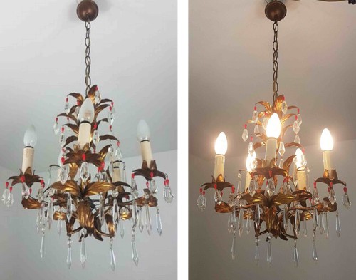Suspension lustre métal doré