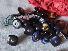 Lot of 6 mini buttons antique blue mother-of-pearl gold tip foot 0.9 cm ref 3363