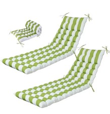 Chaise Lounge Cushions Outdoor Waterproof Green And White Stripe 76 X 23 In