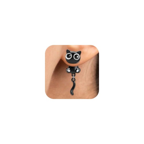 Boucles oreilles chat - chat, noir