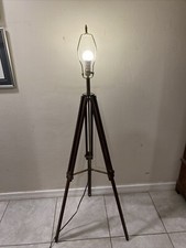 Vintage Tripod Floor Lamp Design Industrial Nautical Brass Light 5’ Max Height