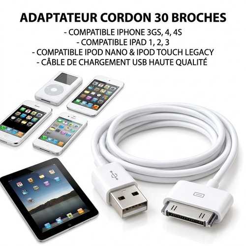 Câble usb chargeur - 30, broches