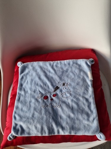 Doudou plat bleu cheval poney - cheval,