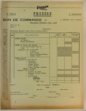 prospectus brochure purchase order form GARNIER presses tractor prospekt