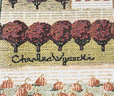 Vintage Charles Wysocki Honey Pumpkin Valley Fall Tapestry Table Runner 13 x 34"