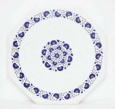 30 " Marbre Café Table Top Demi Précieux Pierres Incrustation Handmade Travail