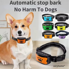 Collier Anti-Aboiement pour Chien Rechargeable USB 7 Niveaux Vibration Bleu