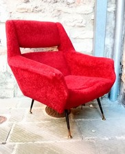 GIGI RADICE MINOTTI Mid Century Vintage Italian Lounge Chair Italy Brass Foot 50