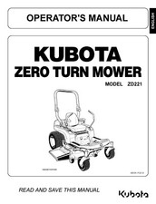 ZD221 Zero Turn Operators Maintenance Manual Fits Kubota Zero Turn  K3131-7121 