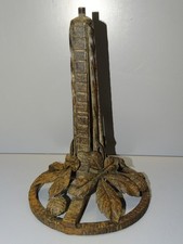 -SUPERBE PIED FER FORGE FEUILLES & BOGUES CHATAIGNIER Goût E BRANDT non signé  D