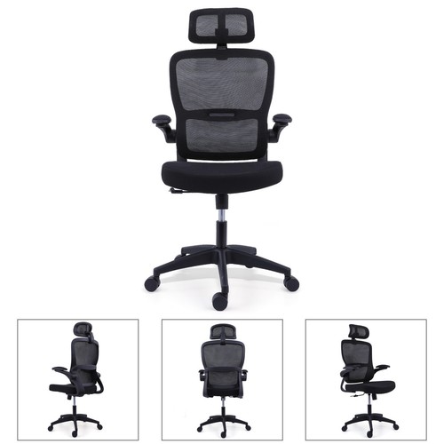 Chaise bureau maille noire - chaise,