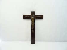 ANTIQUE LARGE CROSS CRUCIFIX CHRIST SIGN M C NANTARD BRONZE ART DECO