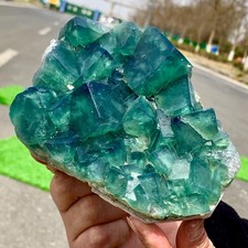 2.12Natural transparent Cube Shape Green Flourite cluster chakra spiritualSample