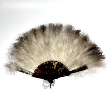 EVENTAIL BAL PLUMES Blanches et Noires Fan Ventaglio XIXe 19th