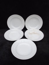9 white faience plates no Creil et Montereau relief flower St amand late 19th