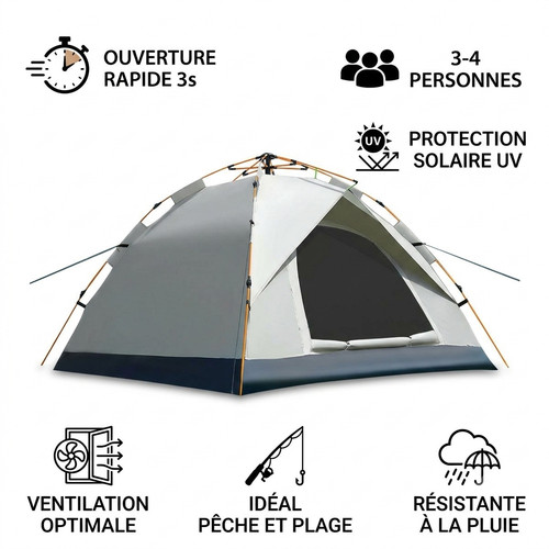 Tente camping automatique 4 - tente, 3-4