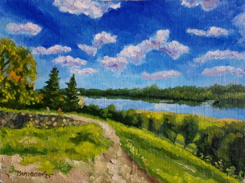 Paysage lac viljandi peinture - viljandi,