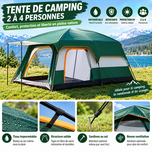 Tente camping personnes - camping, 4