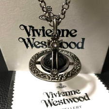 Vivienne Westwood Small Orb Necklace Flower Black Gunmetal 4.5 with drawstring
