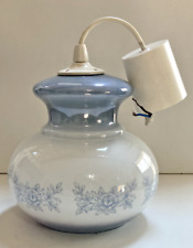 Vintage White and Blue Glass Pendant - Retro 1960s Design, Good Condition