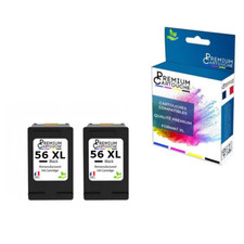 56XL fabriqué en France, 2 Cartouche d'encre compatible pour HP 56 XL Noir C6656