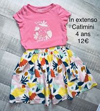 In Extenso Catimini 4 Ans Fille : Lot T Shirt Rose Et Jupe Fleurie Été TBE