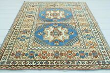 Turkish Bergama Small Rug, Blue Color Carpet, Bedroom Rug Tapis Teppiche 54"x56"