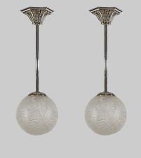 HETTIER VINCENT & HANOTS : pair of 1930 French Art Deco pendant or flush mounts