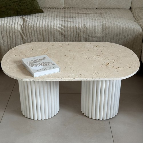 Table basse ovale travertin - , et