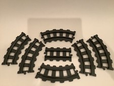 PLAYMOBIL 1990 GEOBRA BLACK TRAIN TRACK PIECES 6 CURVED AND 1 STRAIGHT