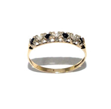 Femmes 9ct or Jaune Bague Éternité Ensemble Avec Saphirs et Diamants, Taille P