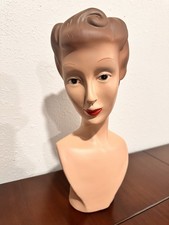Vintage 1930s-40's Lady Mannequin Head Bust Store Counter Display 14" Tall