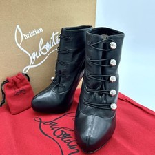 Christian Louboutin FIFRE short Heel Boots Shoes Women Size 35 Black Genuine