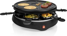 Appareil à raclette YP-500 avec 6 poêlons et plaque à crêpes, – 6 personnes – Re
