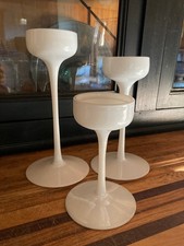 Lot de 3 bougeoirs Bloomster 16790  en verre blanc IKEA vintage 1999