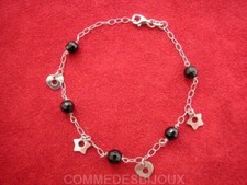 Bracelet Argent 925 "Boules Noires" 4.00g Amour True Love - Bijoux pur Cadeau