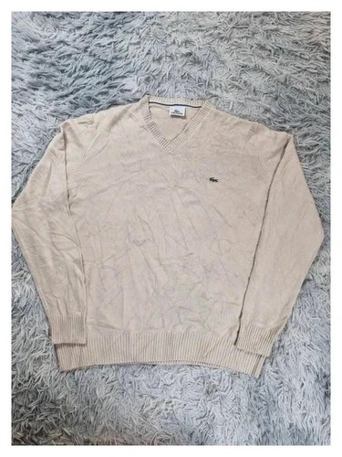 Pull col lacoste - beige, logo
