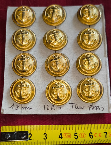 Lot boutons 18mm ancre - 12,