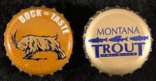 2 CRAFT/MICRO UNUSED PLASTIC LINED BEER BOTTLE CAP MINHAS BOCK MONTANA TROUT OLD