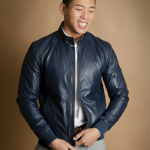 Veste cuir homme - homme, blue