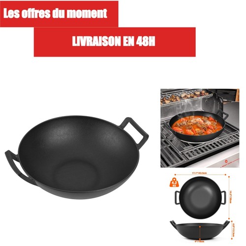 Wok fonte 36cm pour - fonte,