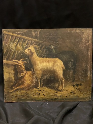 Tableau ancien huile metal - tableau,