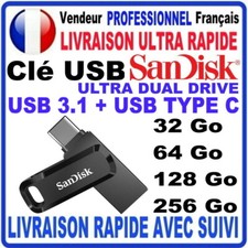 Clé USB 32Go 64Go 128Go 256Go 512Go SANDISK ULTRA DUAL DRIVE TYPE C USB3.1