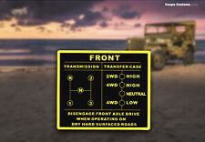 Decal Jeep Willys Glove Box Single Shift Pattern on Dash Fits 66-71 CJ-5